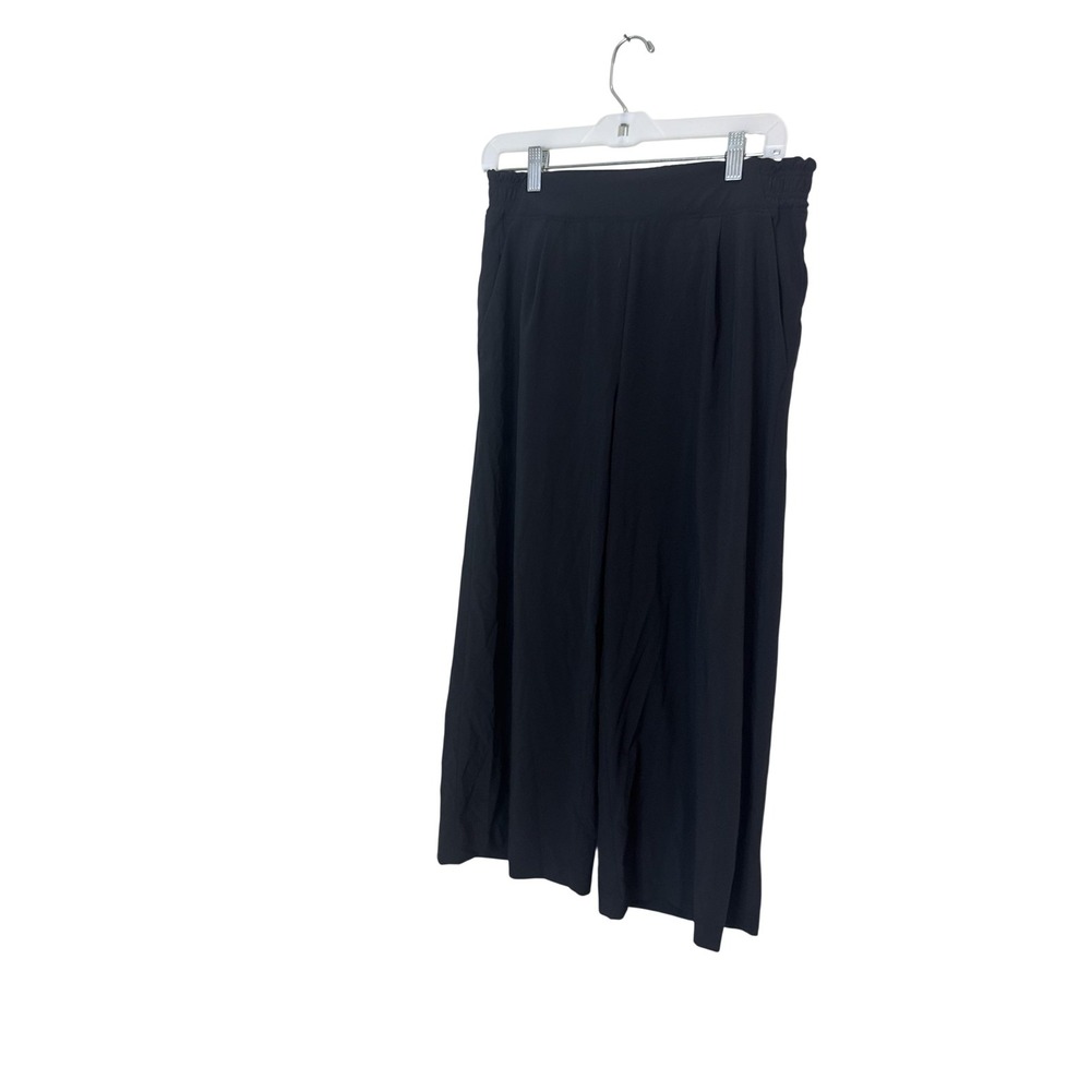 Athleta Pants Womens 8 Black Brooklyn Wide Leg Crop Elastic Waist Travel Gym